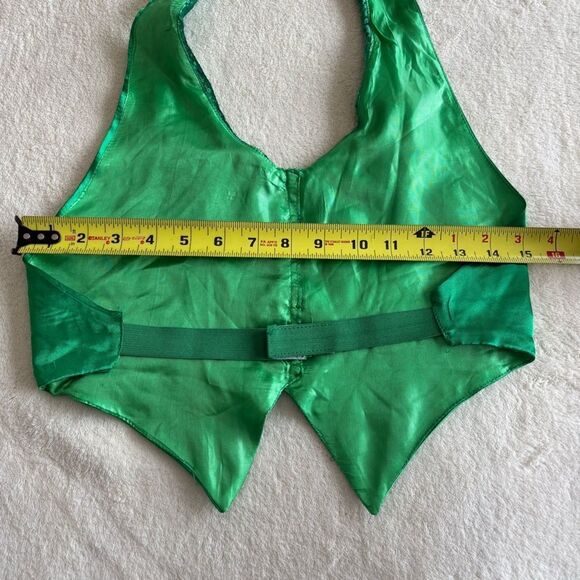 Leprechaun St. Patrick's Day‎ Costume green satin Vest adjustable - Picture 6 of 9